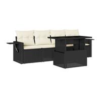vidaXL Set de muebles de jardín 5 pzas y cojines ratán sintético negro