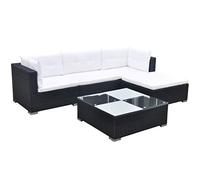 vidaXL Set de Muebles de jardín 5 pzas y Cojines ratán sintético Negro