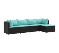 vidaXL Set de muebles de jardín 5 pzas y cojines ratán sintético negro