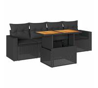 vidaXL Set de muebles de jardín 5 pzas y cojines ratán sintético negro