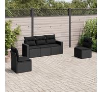 vidaXL Set de muebles de jardín 5 pzas y cojines ratán sintético negro
