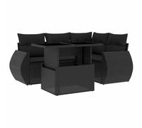 vidaXL Set de muebles de jardín 5 pzas y cojines ratán sintético negro