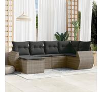 vidaXL Set de muebles de jardín 6 pzas y cojines ratán sintético gris
