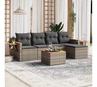 vidaXL Set de muebles de jardín 6 pzas y cojines ratán sintético gris