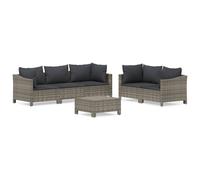 vidaXL Set de muebles de jardín 6 pzas y cojines ratán sintético gris