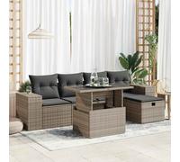 vidaXL Set de muebles de jardín 6 pzas y cojines ratán sintético gris