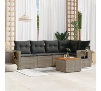 vidaXL Set de muebles de jardín 6 pzas y cojines ratán sintético gris