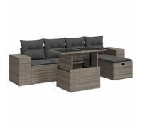 vidaXL Set de muebles de jardín 6 pzas y cojines ratán sintético gris