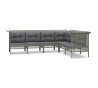 vidaXL Set de muebles de jardín 6 pzas y cojines ratán sintético gris