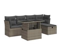 vidaXL Set de muebles de jardín 6 pzas y cojines ratán sintético gris