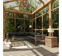 vidaXL Set de muebles de jardín 6 pzas y cojines ratán sintético gris