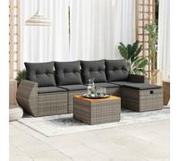 vidaXL Set de muebles de jardín 6 pzas y cojines ratán sintético gris