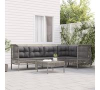 vidaXL Set de muebles de jardín 6 pzas y cojines ratán sintético gris