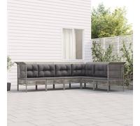 vidaXL Set de muebles de jardín 6 pzas y cojines ratán sintético gris