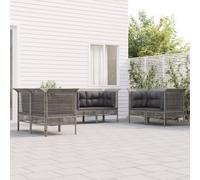 vidaXL Set de muebles de jardín 6 pzas y cojines ratán sintético gris