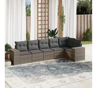vidaXL Set de muebles de jardín 6 pzas y cojines ratán sintético gris
