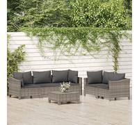 vidaXL Set de muebles de jardín 6 pzas y cojines ratán sintético gris