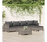 vidaXL Set de muebles de jardín 6 pzas y cojines ratán sintético gris