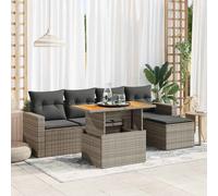 vidaXL Set de muebles de jardín 6 pzas y cojines ratán sintético gris
