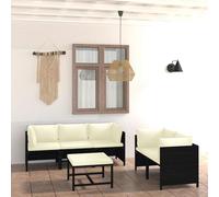 vidaXL Set de muebles de jardín 6 pzas y cojines ratán sintético negro