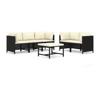vidaXL Set de muebles de jardín 6 pzas y cojines ratán sintético negro