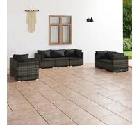 vidaXL Set de muebles de jardín 7 pzas y cojines ratán sintético gris