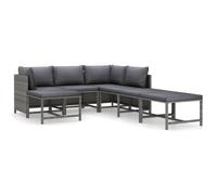 vidaXL Set de muebles de jardín 7 pzas y cojines ratán sintético gris