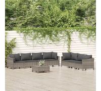 vidaXL Set de muebles de jardín 8 pzas y cojines ratán sintético gris