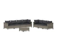 vidaXL Set de muebles de jardín 8 pzas y cojines ratán sintético gris