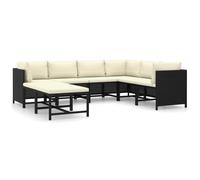 vidaXL Set de muebles de jardín 8 pzas y cojines ratán sintético negro