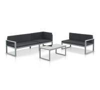 vidaXL Conjunto de sofá de jardín 3 piezas con cojines aluminio negro