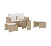 vidaXL Set de muebles de jardín con cojines apilables – 5 piezas, beige