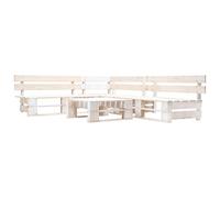 vidaXL Set de muebles de jardín de palets 4 piezas madera blanco