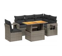 vidaXL Set de Muebles de Jardín y Cojines 6 pzas, Asientos con Respaldos, Sofás Modulares, Muebles para Patio Terraza, Ratán Sintético Gris