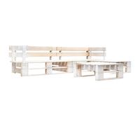 vidaXL Set de muebles de palés para jardín 4 piezas madera blanco