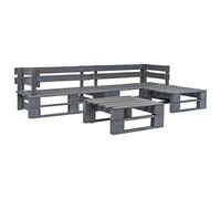 vidaXL Set de Muebles de palés para jardín 4 Piezas Madera Gris