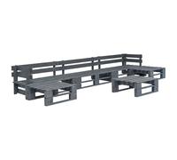 vidaXL Set de muebles de palets para jardín 6 piezas madera gris