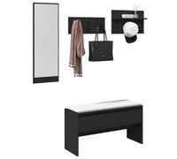 vidaXL Set de muebles de recibidor 4 piezas madera de ingeniería negro