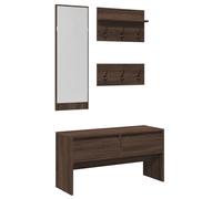 vidaXL Set de muebles de recibidor 4 pzas madera de ingeniería Marrón Roble
