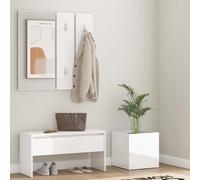 vidaXL Set de muebles de recibidor madera contrachapada blanco brillo