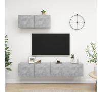 vidaXL Set de muebles de salón 3 pzas madera ingeniería gris hormigón