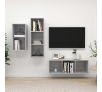 vidaXL Set de mueble para TV 3 piezas madera contrachapada, Mueble de Salon, Mueble TV, Mueble TV salon, Mesa de TV, Mueble tele