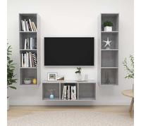 vidaXL Juego de 3 muebles para televisión, color gris hormigón, fabricado en material de madera