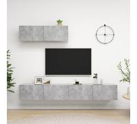 vidaXL Set de muebles de salón 3 pzas madera ingeniería gris hormigón