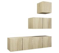 vidaXL Set de muebles de salón 4 piezas madera ingeniería 60x30x30 cm, Mueble de Salon, Mueble TV, Mueble TV salon, Mesa de TV, Mueble tele