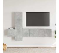 vidaXL Set de muebles de salón 5 pzas madera ingeniería gris hormigón