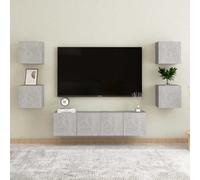 vidaXL Set de muebles de salón 6 pzas madera ingeniería gris hormigón