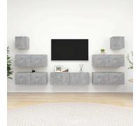 vidaXL Set de muebles de salón 7 pzas madera ingeniería gris hormigón