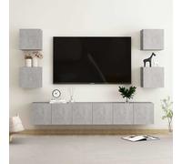 vidaXL Set de muebles de salón 7 pzas madera ingeniería gris hormigón