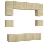 vidaXL Set de muebles de salón 8 piezas madera ingeniería 80x30x30 cm, Mueble de Salon, Mueble TV, Mueble TV salon, Mesa de TV, Mueble tele